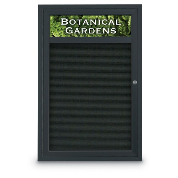 Indoor Enclosed Combo Board, 42"x32", Black Frame/Blue & Cloud